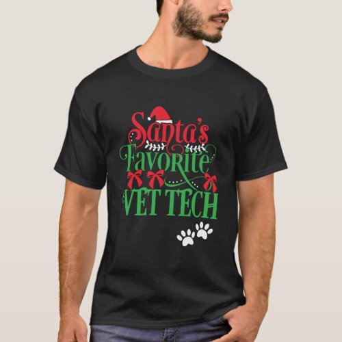 Cute SantaS Favorite Vet Tech _ Veterinary Clinic T_Shirt