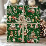 Cute Santa's Workshop Elves Christmas Decoupage Wrapping Paper<br><div class="desc">Wrap your gifts in the magic of Christmas with our Santa's Workshop Wrapping Paper! Featuring a whimsical little Santa's village bustling with busy elves, this adorable design brings the joy and charm of the North Pole to your holiday presents. In classic red and green colors, this cute wrapping paper is...</div>