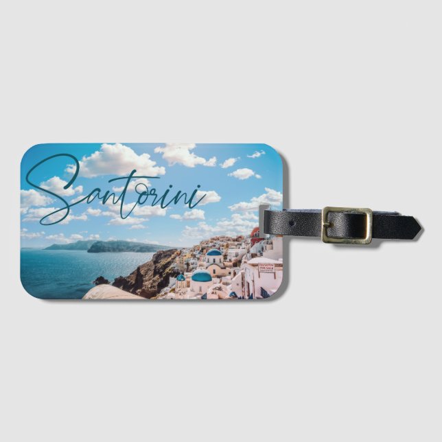 Cute Santorini - Greece Luggage Tag (Front Horizontal)