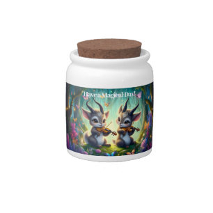 Cute Saolas Playing Violas in a Magical Forest Candy Jar