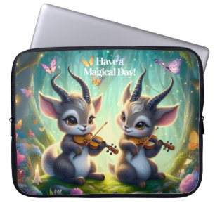 Cute Saolas Playing Violas in a Magical Forest Laptop Sleeve