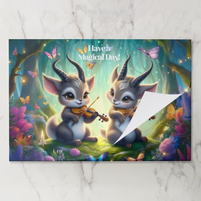 Cute Saolas Playing Violas in a Magical Forest Paper Pad (Folded)