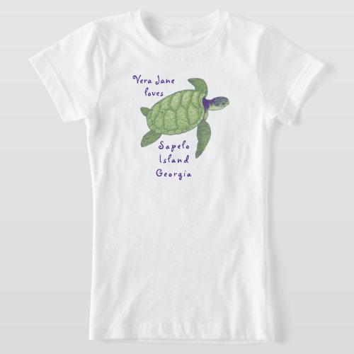 Cute Sapelo Island Georgia Sea Turtle T_Shirt