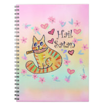 Cute sarcastic cartoon kitty hail Satan