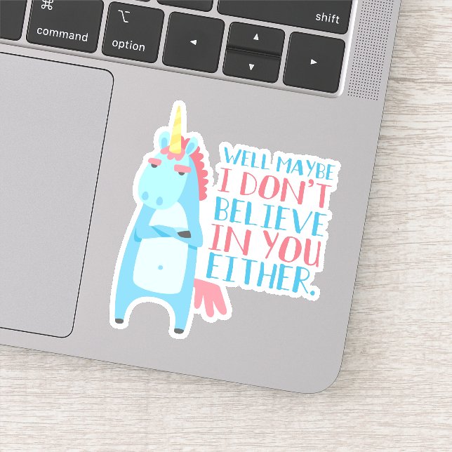 Cute Sarcastic Unicorn Has Trust Issues Sticker (Detail)