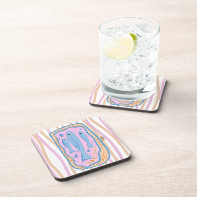 Cute Sardine Art Beverage Coaster (Right Side)