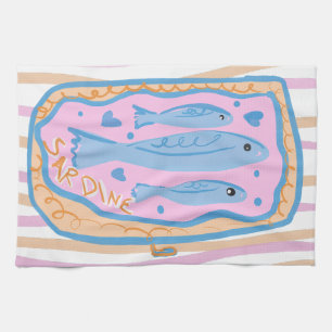 Cute Sardine Art Kitchen Towel