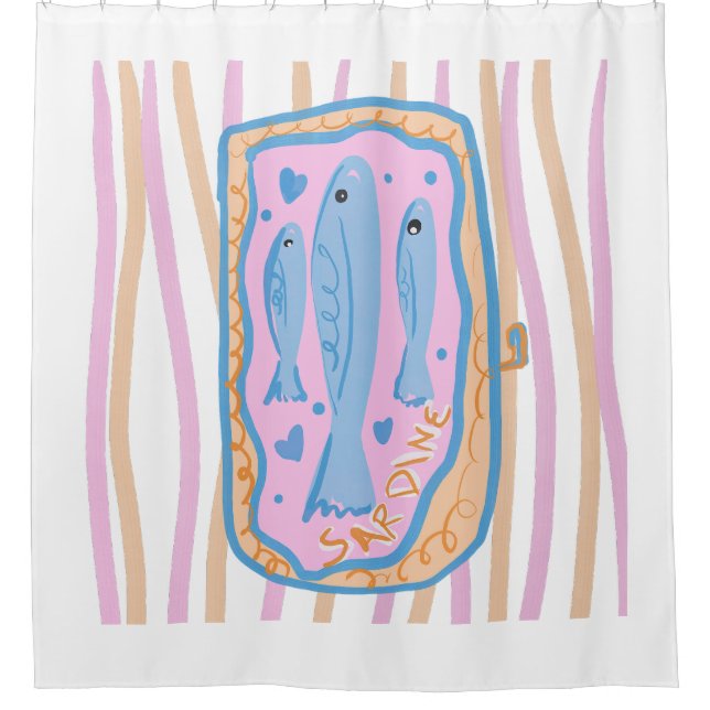 Cute Sardine Art Shower Curtain (Front)