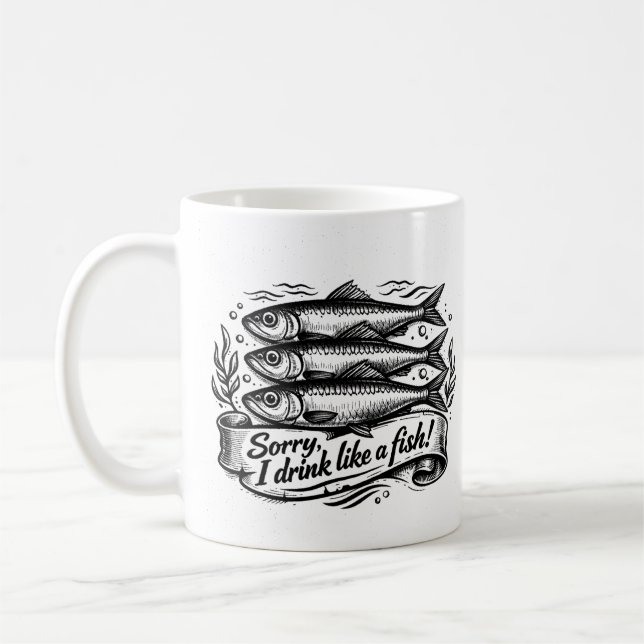 Cute Sardine Fish Quote Coffee Mug (Left)