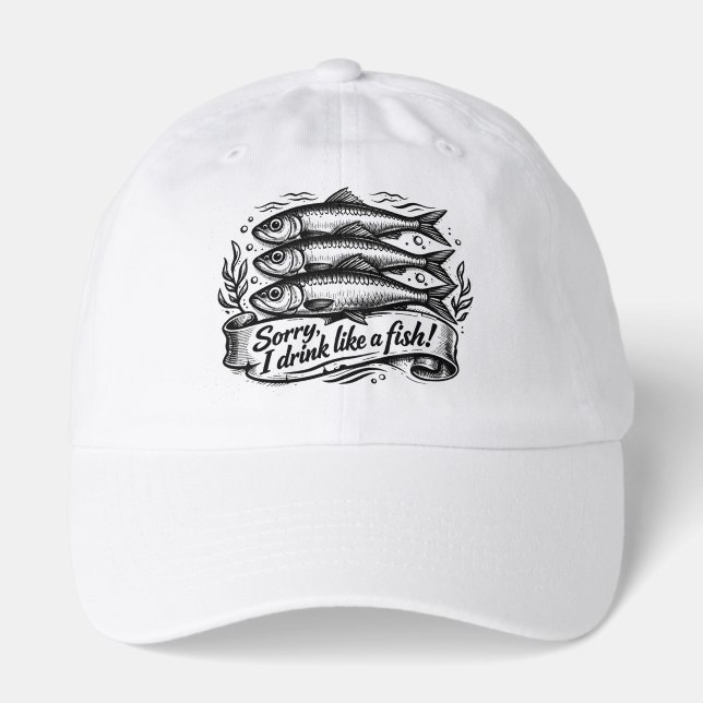 Cute Sardine Fish Quote T-Shirt Hat (Front)