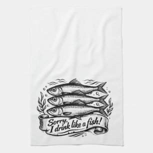 Cute Sardine Fish Quote T-Shirt Kitchen Towel