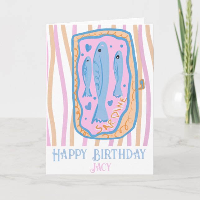 Cute Sardines Birthday Cute Card (Front)