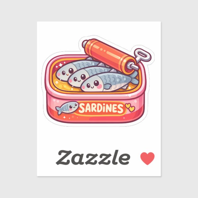 Cute Sardines Can Pink Orange Sticker (Sheet)