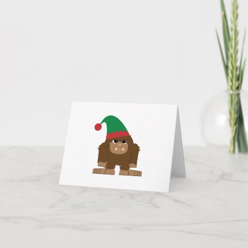 Cute Sasquatch Christmas Elf Holiday Card