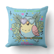 Cute "Sassy Parrot Vibes" Tropical Decor Cushion