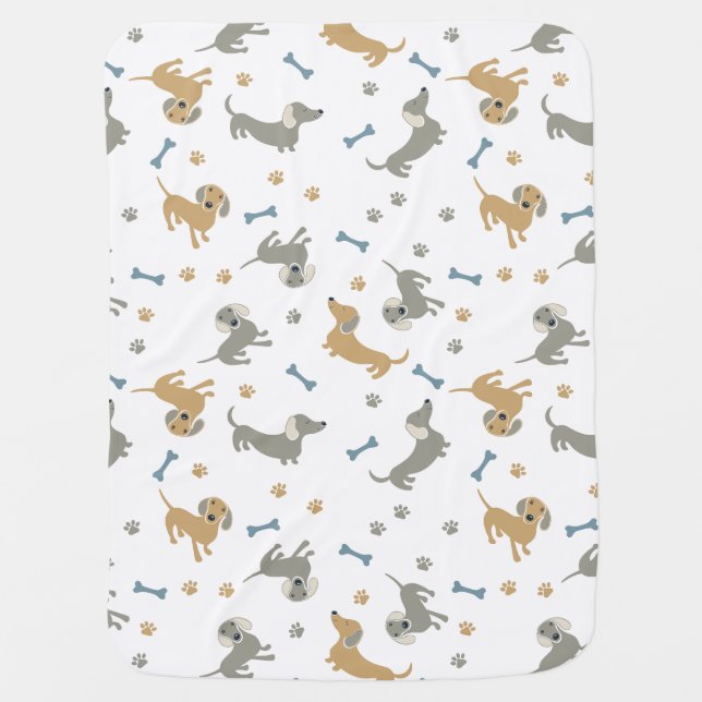 Cute Sausage Dog Dachshund Baby Blanket (Front)