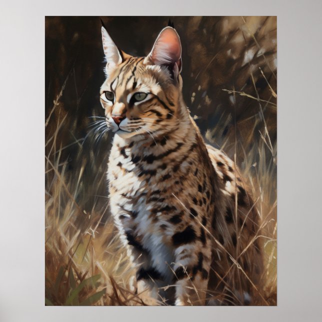 Cute Savannah Cat Art Print Poster (Front)