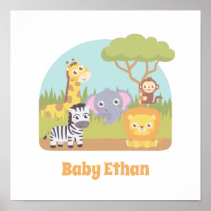 Cute Savannah Wild Animals Kids Nursery Decor