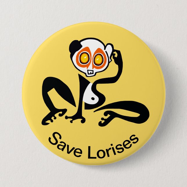 Cute Save LORISES -Endangered animal graphic - Button (Front)