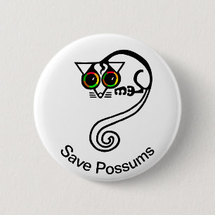 Cute Save POSSUMS- Endangered animal graphic - Button