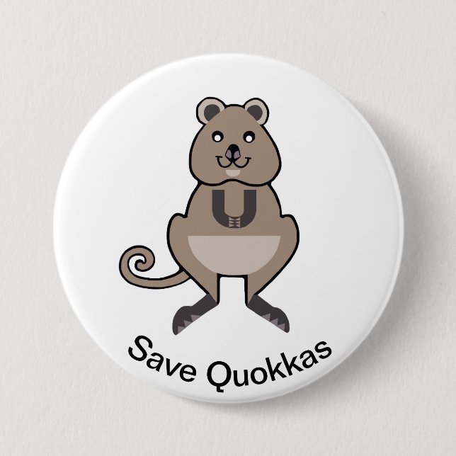Cute Save QUOKKAS - Endangered animal graphic - Button (Front)