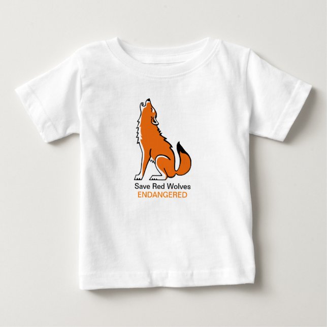 Cute Save Red WOLVES - Endangered animal graphic Baby T-Shirt (Front)