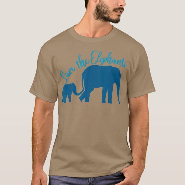 Cute Save the Elephants Beautiful Elephant Lover T-Shirt (Front)