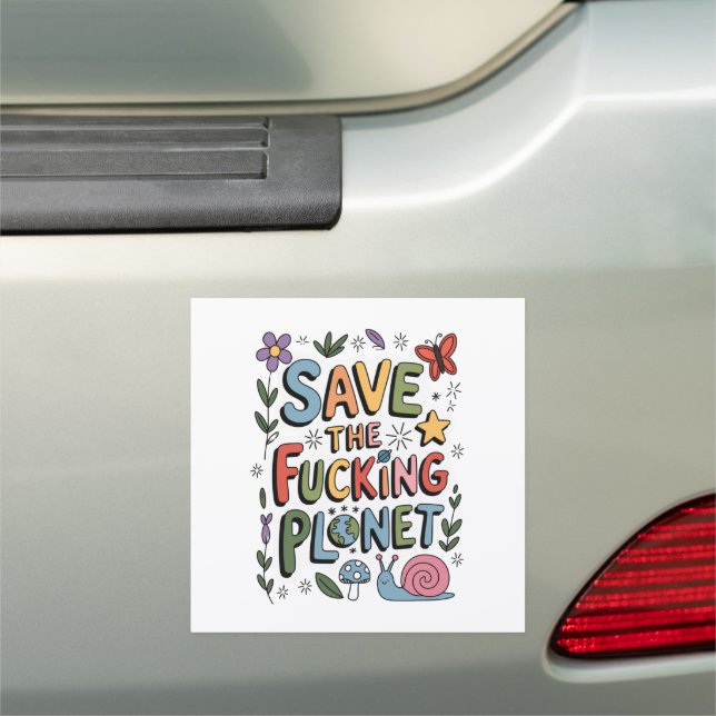 Cute Save the Planet Environmental Ecowarrier  Car Magnet (In Situ)