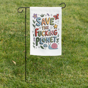 Cute Save the Planet Environmental Ecowarrier Garden Flag