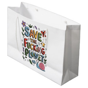 Cute Save the Planet Environmental Ecowarrier Large Gift Bag
