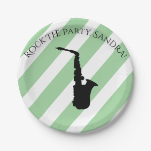 Cute Saxophone Rock And Roll Musical Instruments Paper Plates