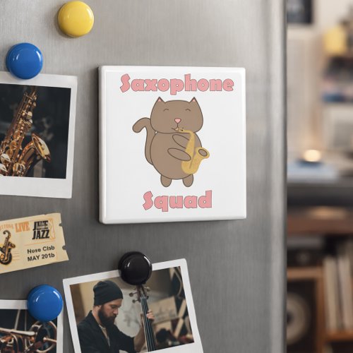 Cute Saxophone Squad Cat Magnet