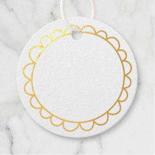 Cute Scallop Edge Doodle Circle Metallic Gift Foil Favor Tags