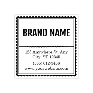 Cute Scalloped Border Business Return Address Rubber Stamp