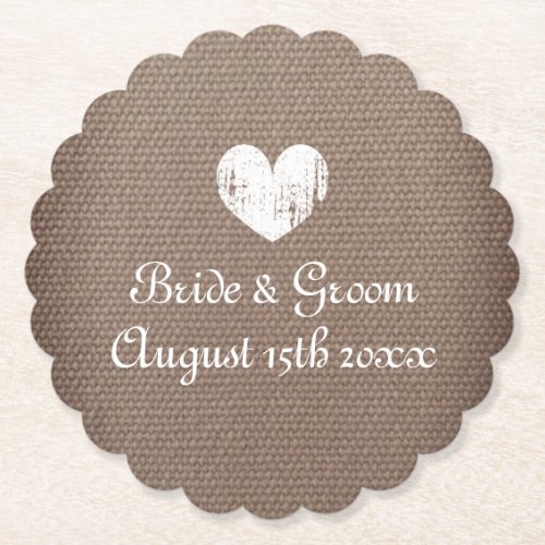Cute scalloped burlap coasters for outdoor wedding
