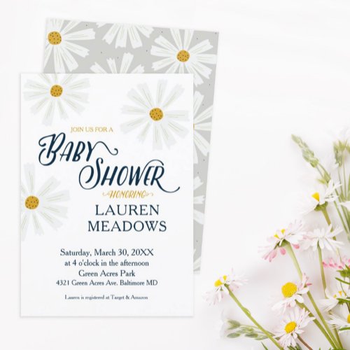 Cute Scandi Daisy Baby Shower Invitation