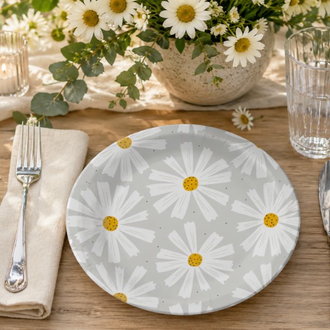 Cute Scandi Daisy Paper Plate (Cute Daisy Paper Plate)