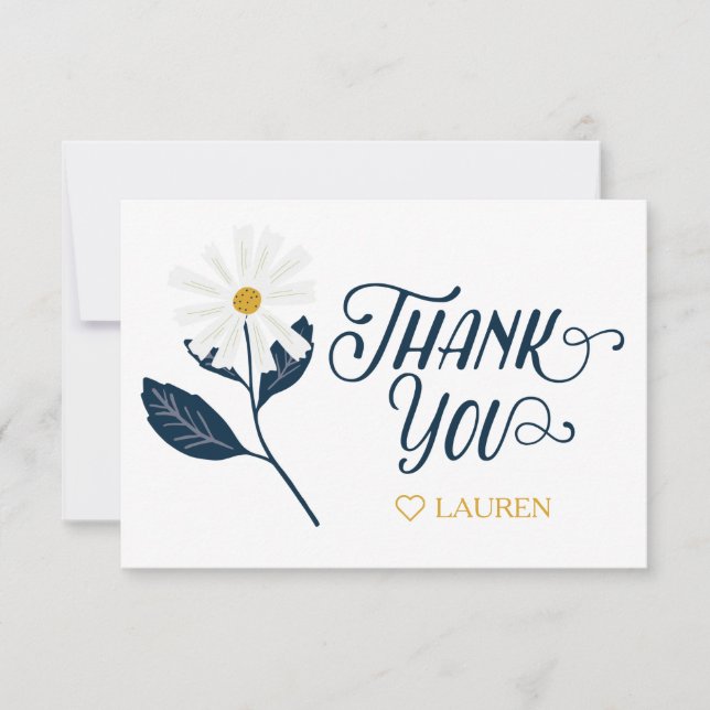 Cute Scandi Daisy Personalized Thank You Card (Front)