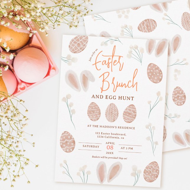 Cute Scandi Easter brunch egg hunt chic watercolor Invitation (Creator Uploaded)