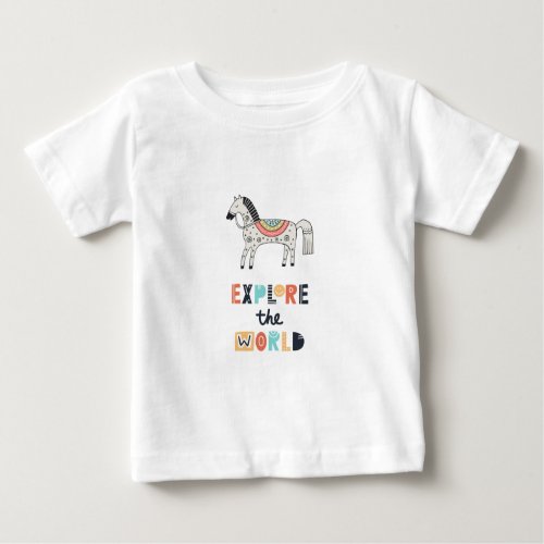 Cute Scandia Horse Explore the World Baby T_Shirt