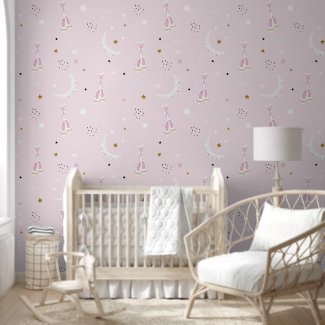 Cute Scandinavian Ballerina Dancing on Moon Pink
