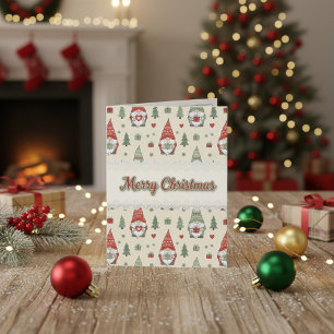 Cute Scandinavian Christmas Gnome Holiday Card –