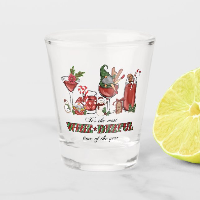 Cute Scandinavian Christmas Gnomes with Wine Glass (Front)