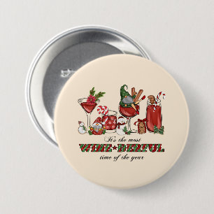 Cute Scandinavian Christmas Gnomes with Wine Glass Button