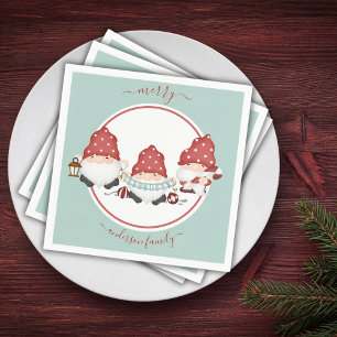 Cute Scandinavian Christmas Gnomies Napkins