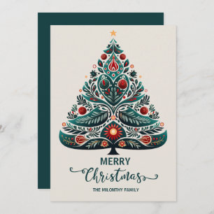 cute scandinavian christmas tree whimsical holiday card