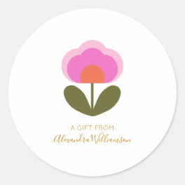 Cute Scandinavian Flower Personalized A Gift From Classic Round Sticker