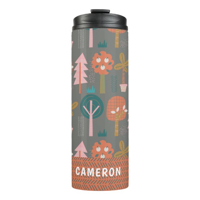 Cute Scandinavian Forest Personalized Thermal Tumbler (Front)