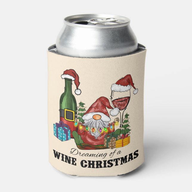Cute Scandinavian Gnome Holiday Design Can Cooler (Can Front)