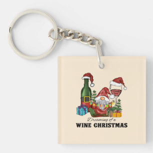 Cute Scandinavian Gnome Holiday Design Keychain